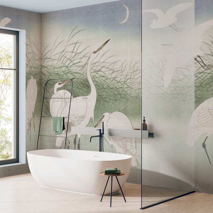 Carta da parati Aironi in volo - bagno, box doccia