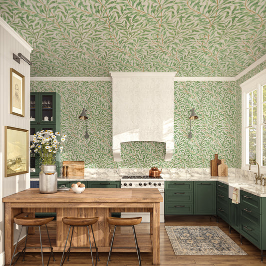 Carta da parati Sempreverde di Morris - cucina, sala da pranzo, soffitto