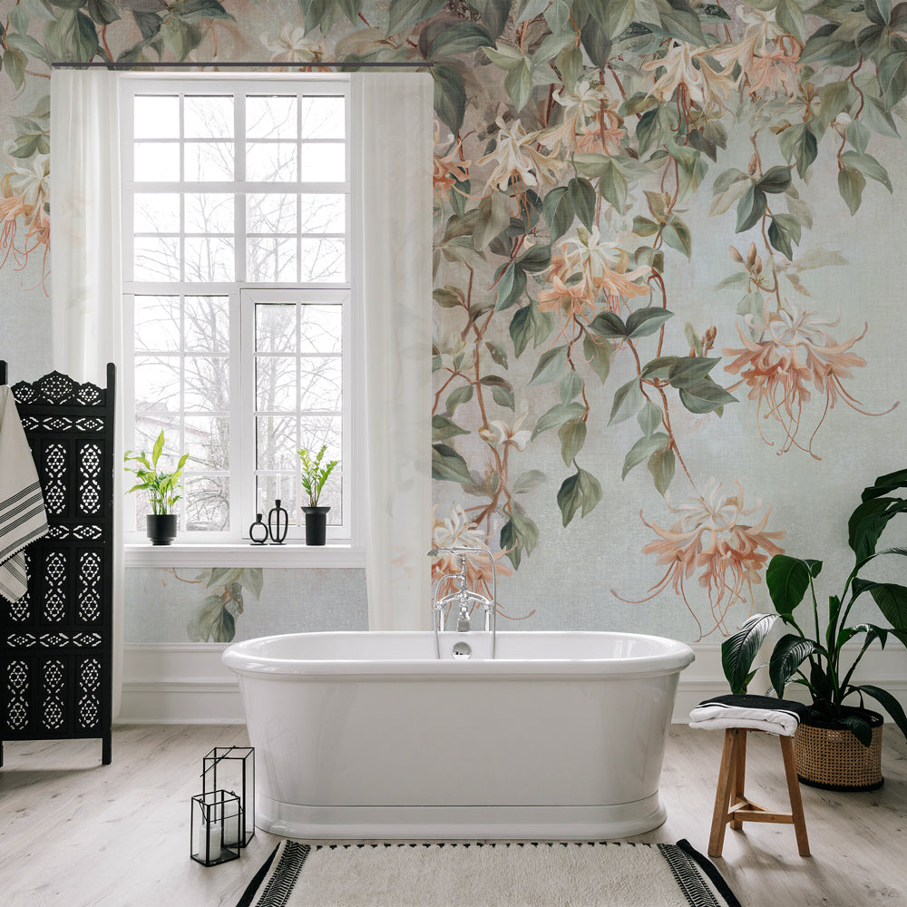 Carta da parati Cascata di Fiori - bagno