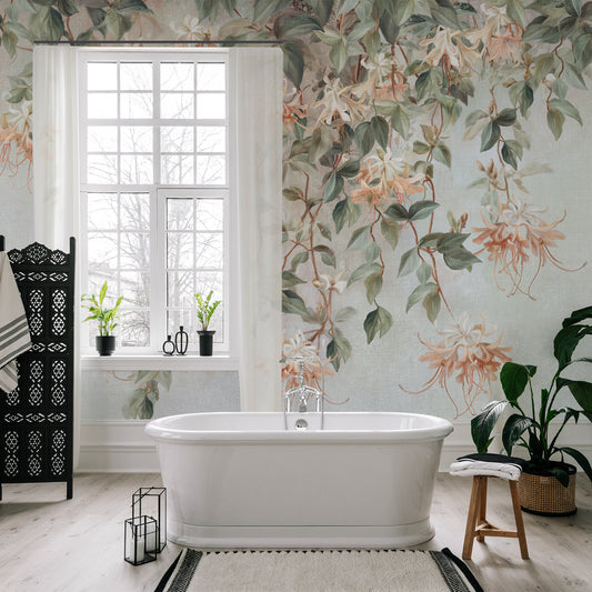 Carta da parati Cascata di Fiori - bagno