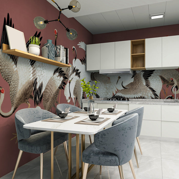 Carta da parati Gru del Sol levante - cucina, sala da pranzo