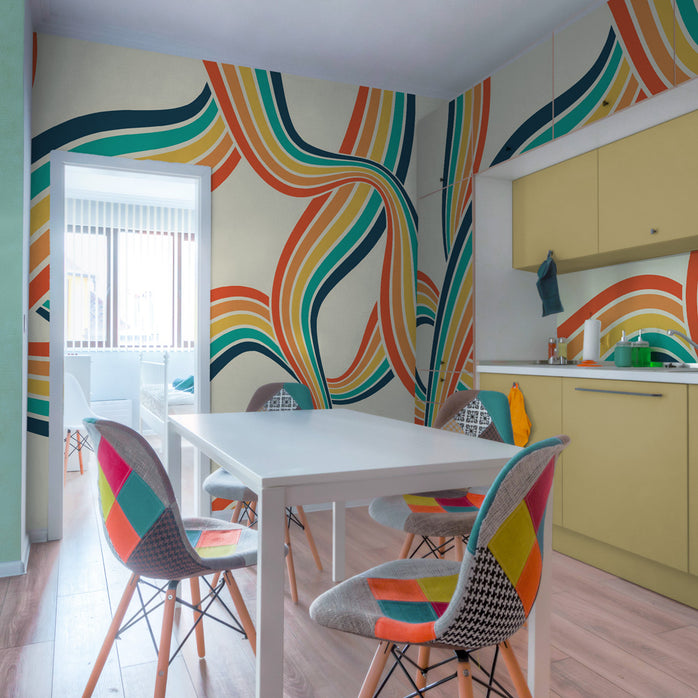 Carta da parati Tracciati colorati - cucina, sala da pranzo