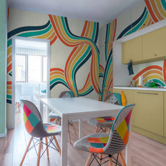 Carta da parati Tracciati colorati - cucina, sala da pranzo