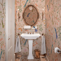  Carta da parati Chinoiserie con uccellini - bagno