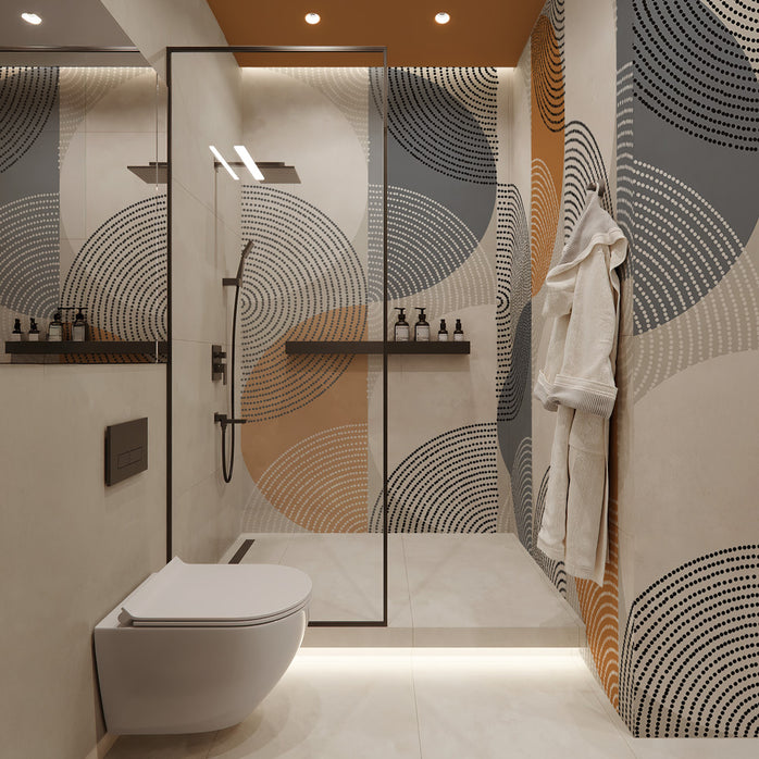Carta da parati Mezzelune - bagno, box doccia