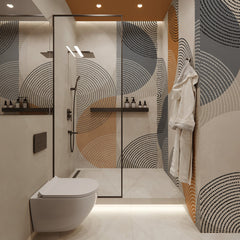 Carta da parati Mezzelune - bagno, box doccia