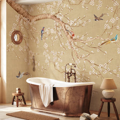 Carta da parati Fiori di neve - bagno