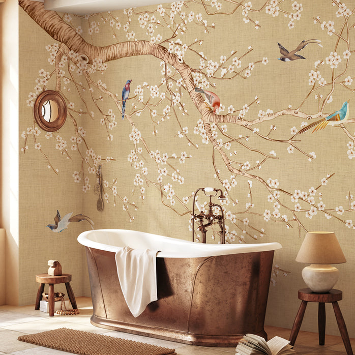 Carta da parati Fiori di neve - bagno