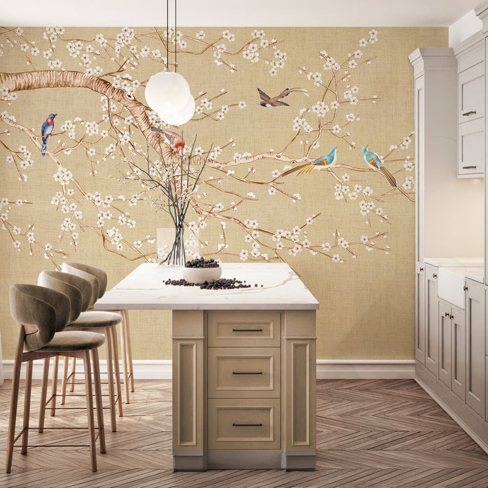 Carta da parati Fiori di neve - cucina, sala da pranzo