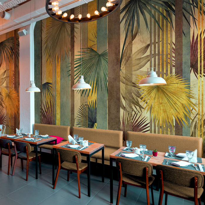  Carta da parati Tropical Gold - sala da pranzo, locali publici