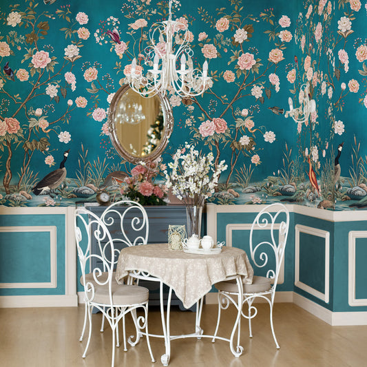 Carta da parati Chinoiserie ottanio - cucina, sala da pranzo