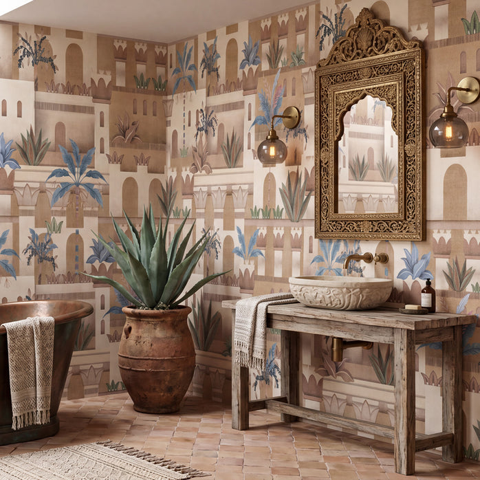 Carta da parati Città Boho - bagno