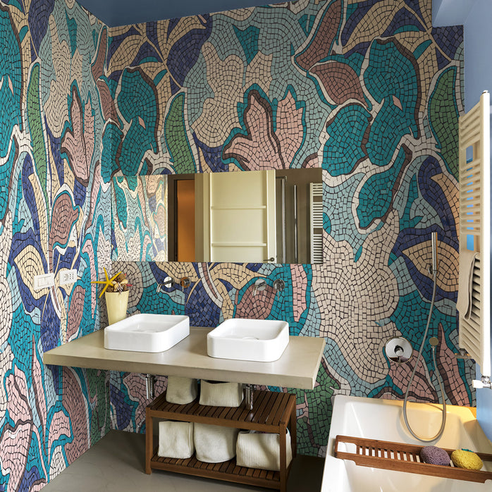 Carta da parati Mosaico Floreale - bagno