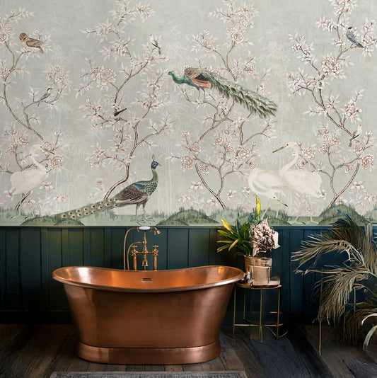 Carta da parati Chinoiserie eterea - bagno