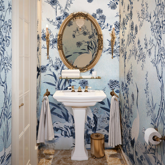 Carta da parati Melodia blu - bagno