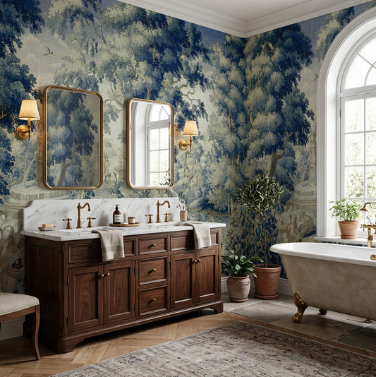 Carta da parati Tapestry Bucolica - bagno | blu