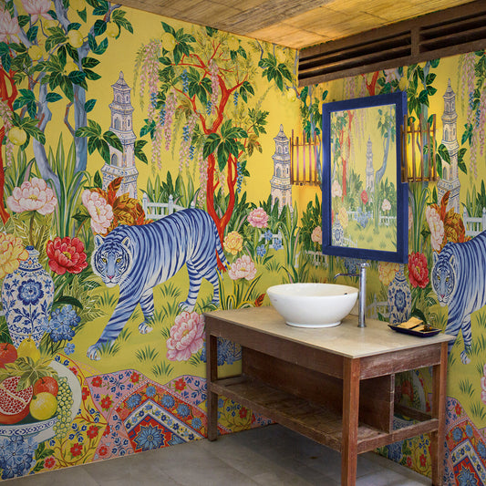 Carta da parati Giardino multicolore - bagno
