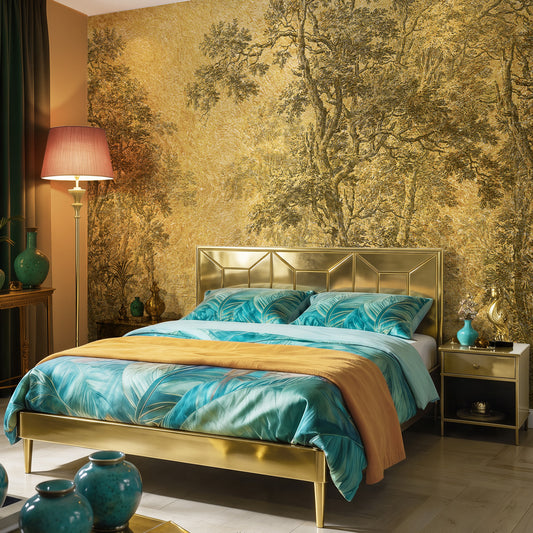 Carta da parati Selva bronzea - hotel, camera da letto