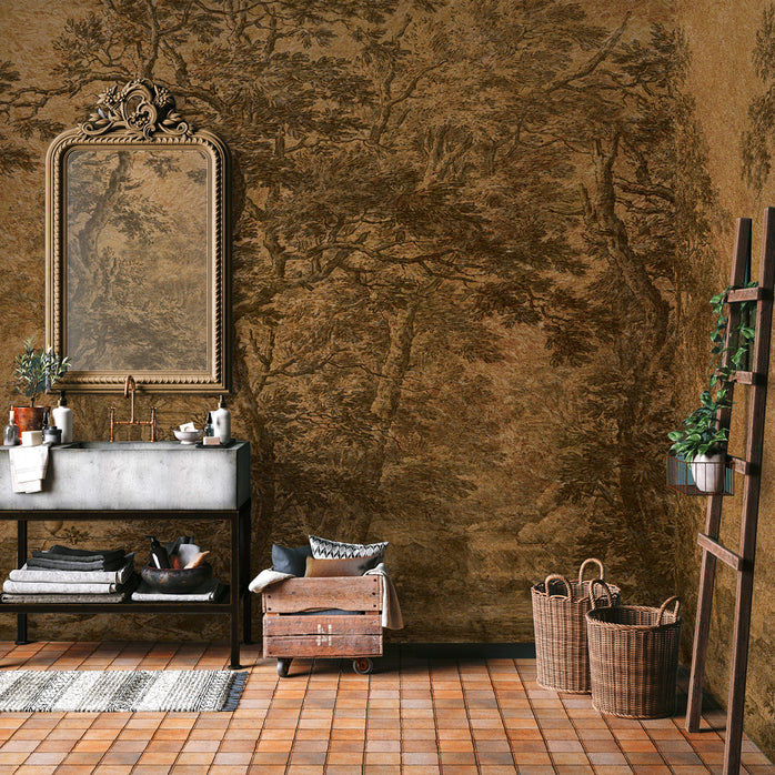 Carta da parati Selva bronzea - bagno