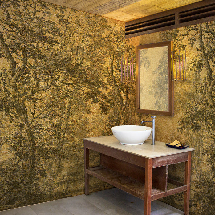 Carta da parati Selva bronzea - bagno