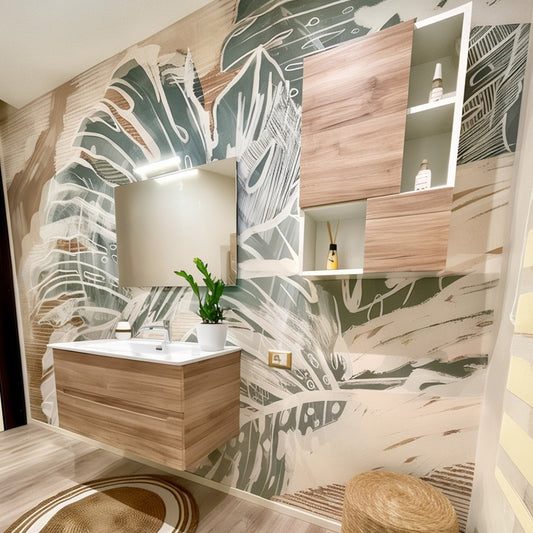Carta da parati Filodendro astratto - bagno