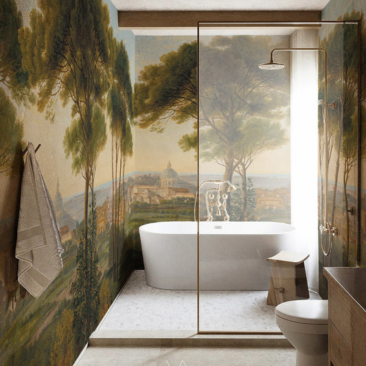 Carta da parati Veduta su Roma - box doccia, bagno