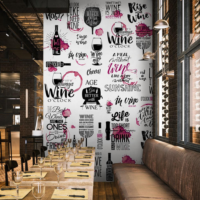 Carta da parati Aforismi Vino - esercizi commerciali, locali pubblici