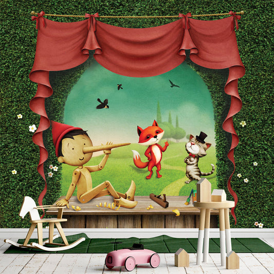 Pinocchio, the cat and the fox Wall Mural
