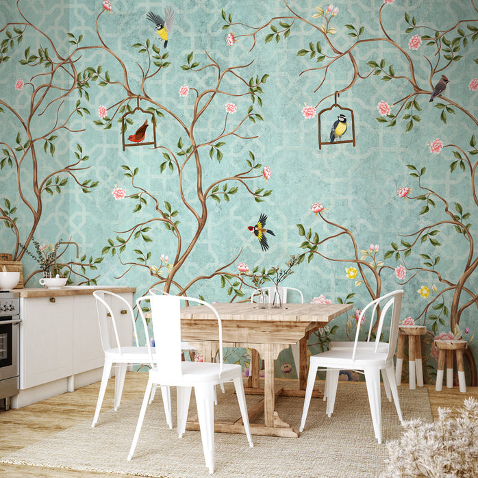 Carta da parati Shabby Spring - sala da pranzo