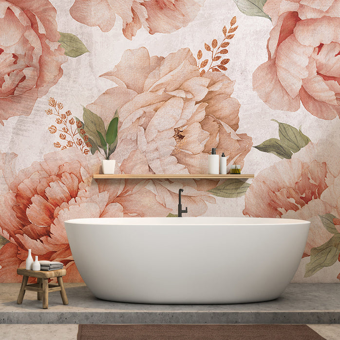 Carta da parati Pastel Peonies bagno 2
