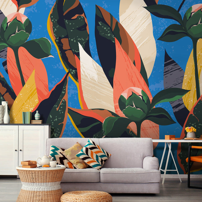 Carta da parati Peonie moderne - soggiorno