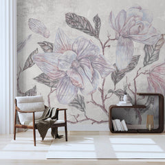 Carta da parati Magnolie retrò - soggiorno