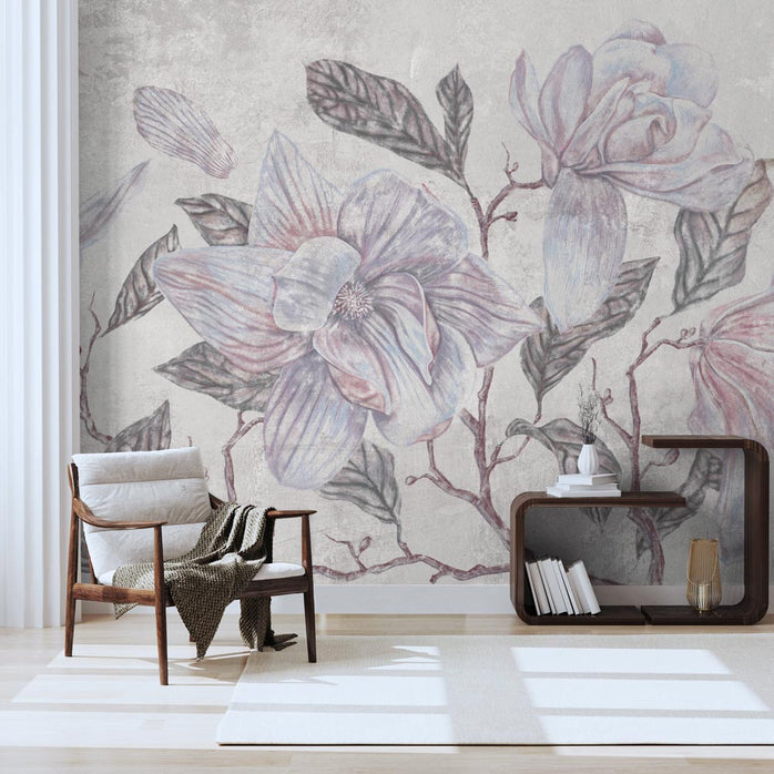 Carta da parati Magnolie retrò - soggiorno
