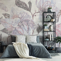 Carta da parati Magnolie retrò camera da letto 2