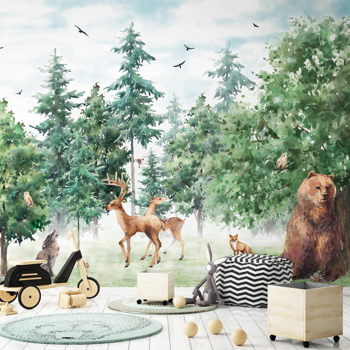 Carta da parati Animali del bosco per bambini 2