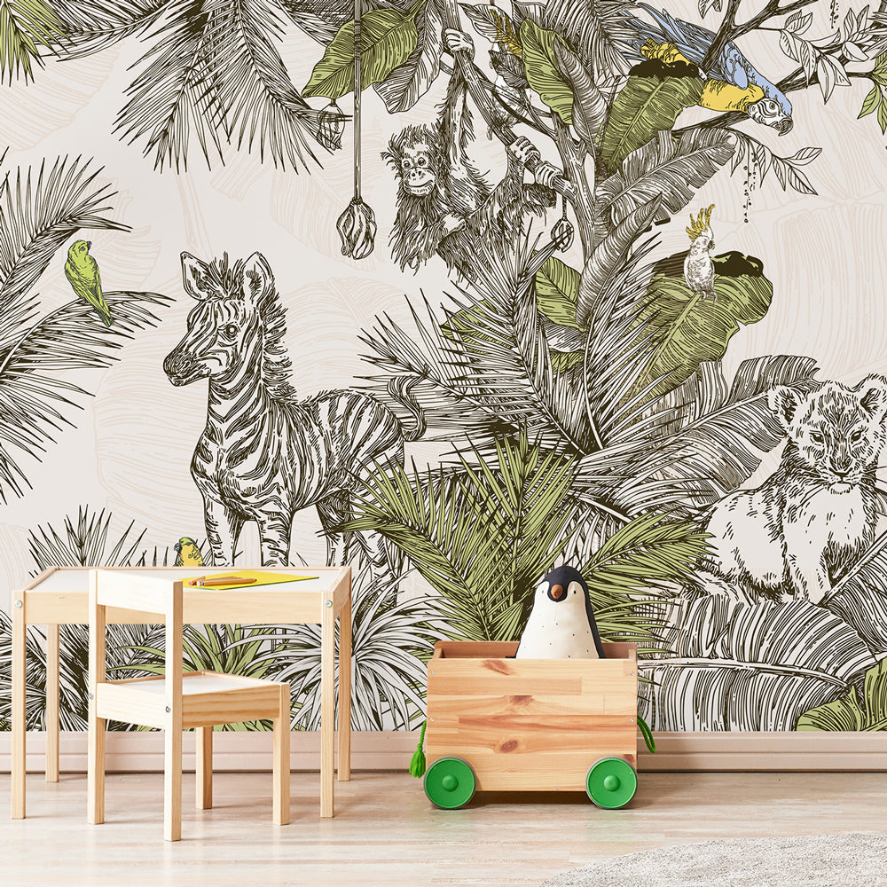 Carta da parati Elegant Jungle per bambini 2