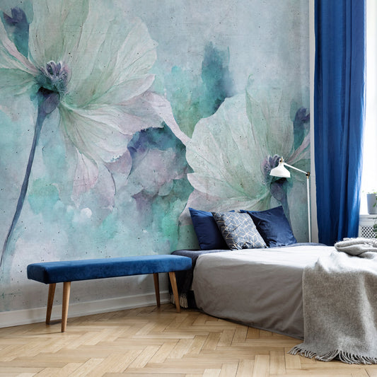 Carta da parati Petali evanescenti -camera da letto | blu