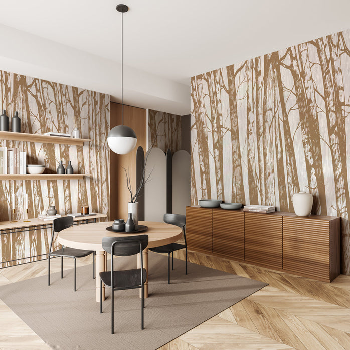 Carta da parati Foresta a Tratto soggiorno 2 | beige