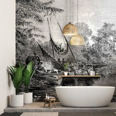Carta da parati On the river engraved