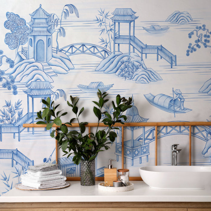 Carta da parati Pagode blu bagno 2