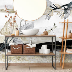 Carta da parati Libellula con tratti oro bagno 2